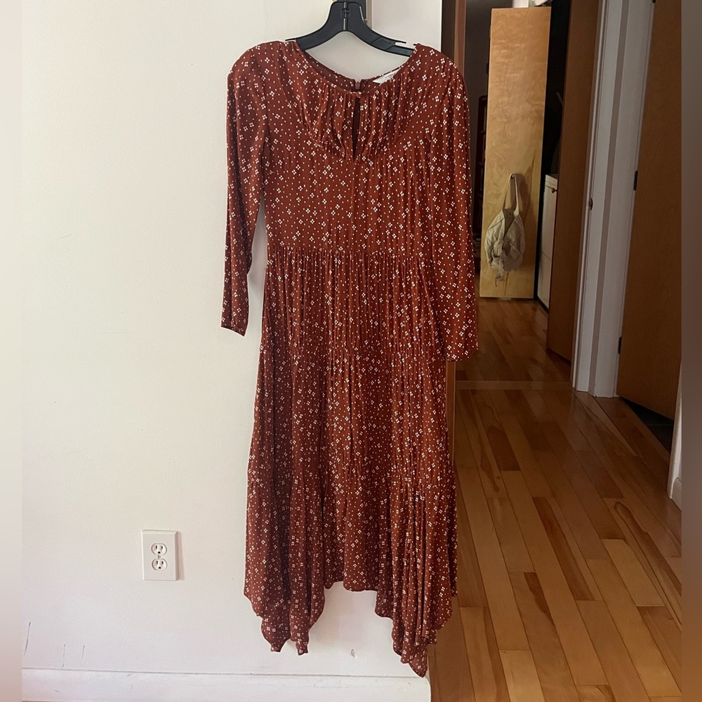 Elegant Rust Floral Dress